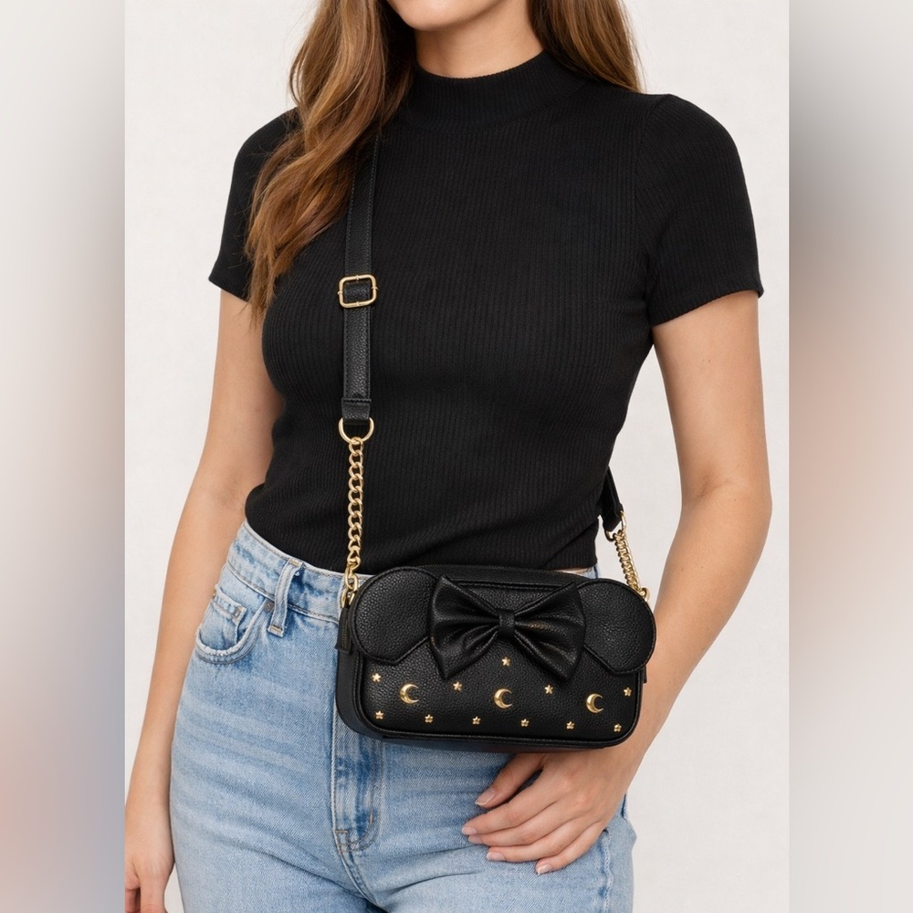 NWT Loungefly Disney Mickey Minnie Mouse Ears Celestial Moon Stars Crossbody Bag